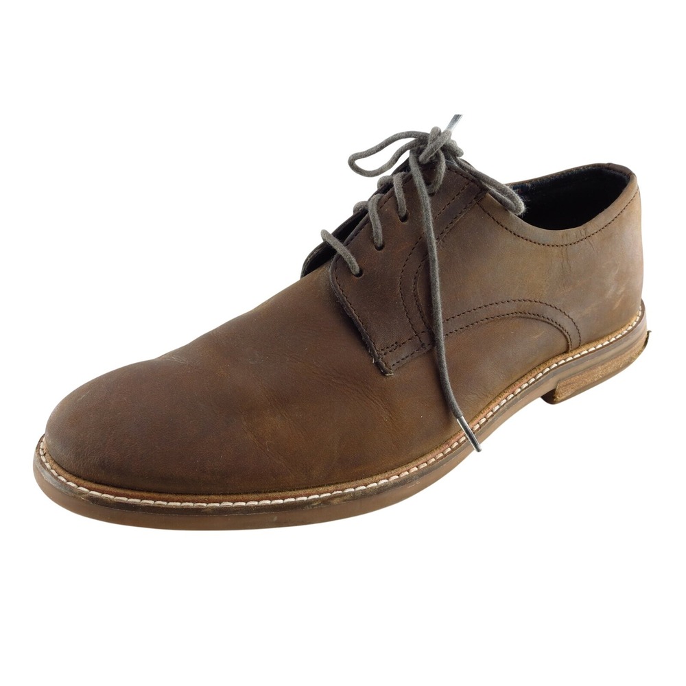 Ben Sherman Men's Derby‎ Oxfords Size 8 Brown Leather Almond Toe Dress Shoe